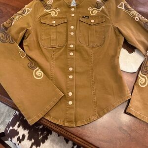 Wrangler Women's Tan Embroidered Utility Jacket